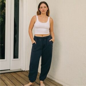 TNA from Aritzia Navy Sweatfleece Cozy Fleece Perfect Fit Sweatpants